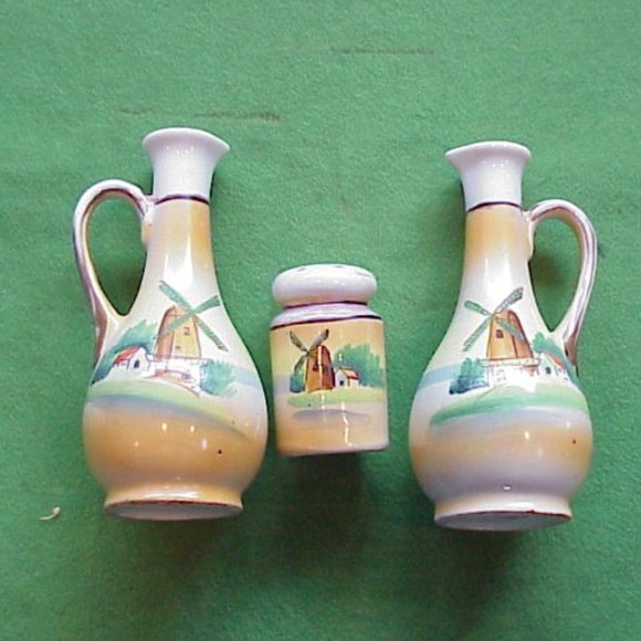 VTG 50s TT Takito 5 pc Condiment Tray Set- Hand Painted - Windmill Made in Japan - Picture 2 of 5